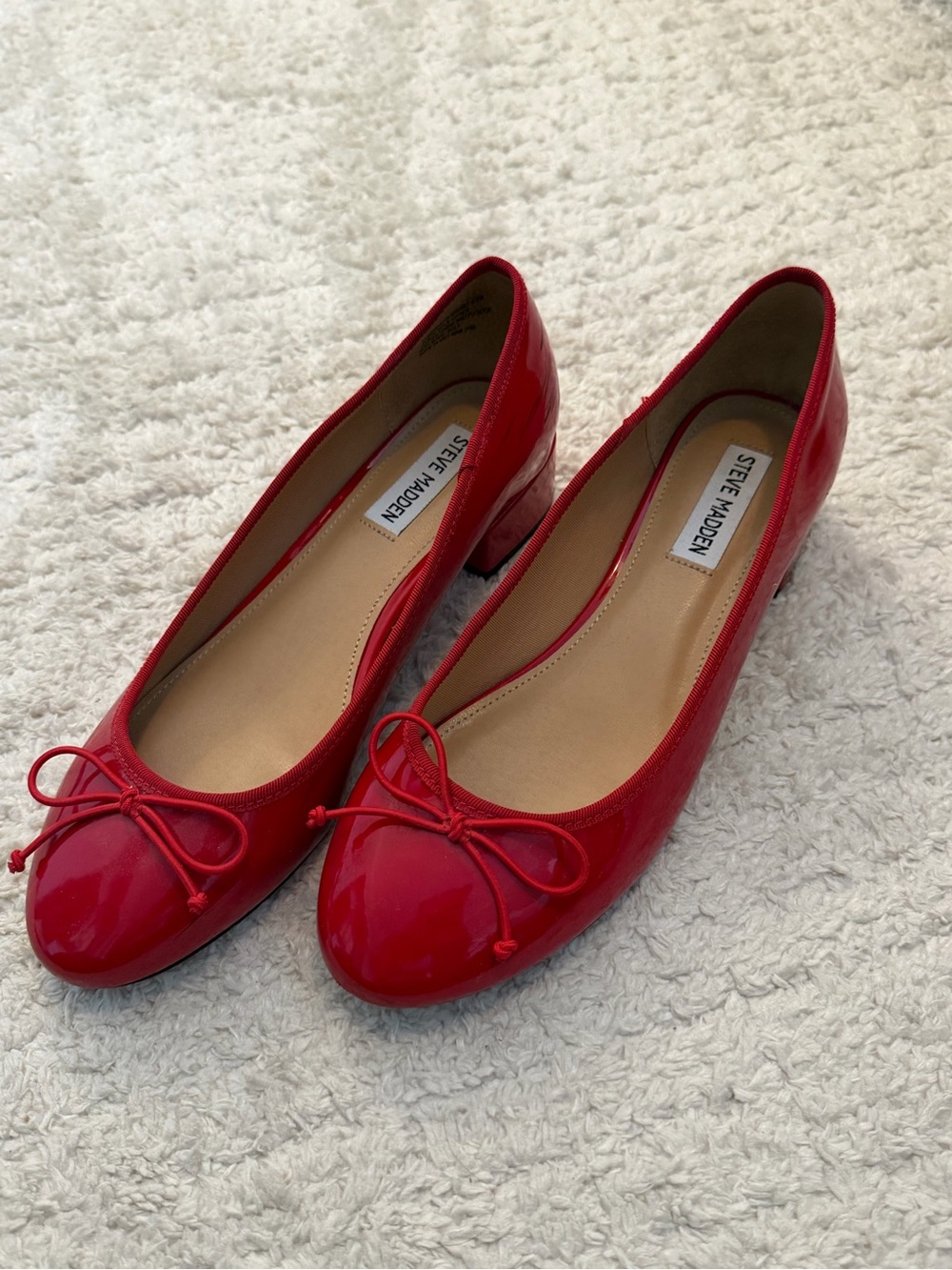 Steve Madden Red Patent Ballet Flats with Bow Accent